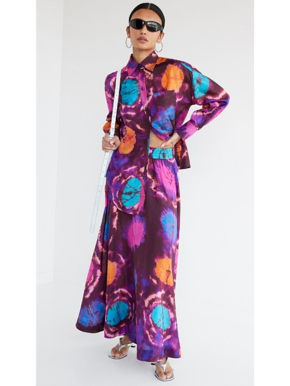 Zimmermann  Purple Pink Tie Dye Silk Acadian Swing Maxi Skirt $750 Size 6 (2)